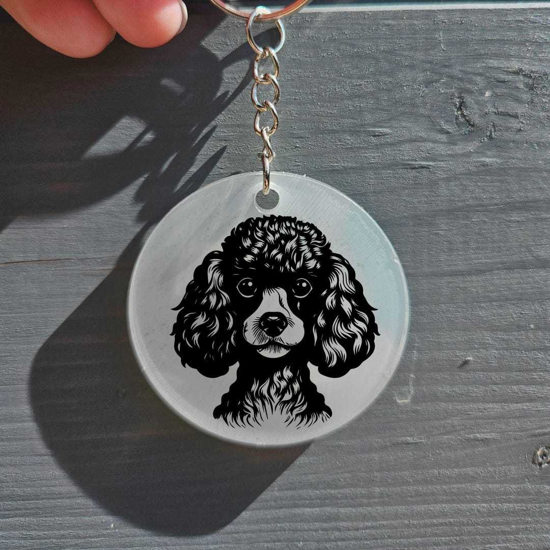 Toy Poodle Keyring Key Chain Dog Design Acrylic Keychain Back to School