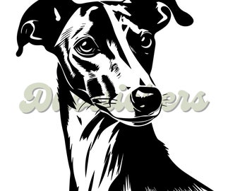 Whippet Dog Head Vinyl Waterproof Decal Sticker Car Window Walls ~ Vinyl Sticker ~ Printed Sticker 14 Colours