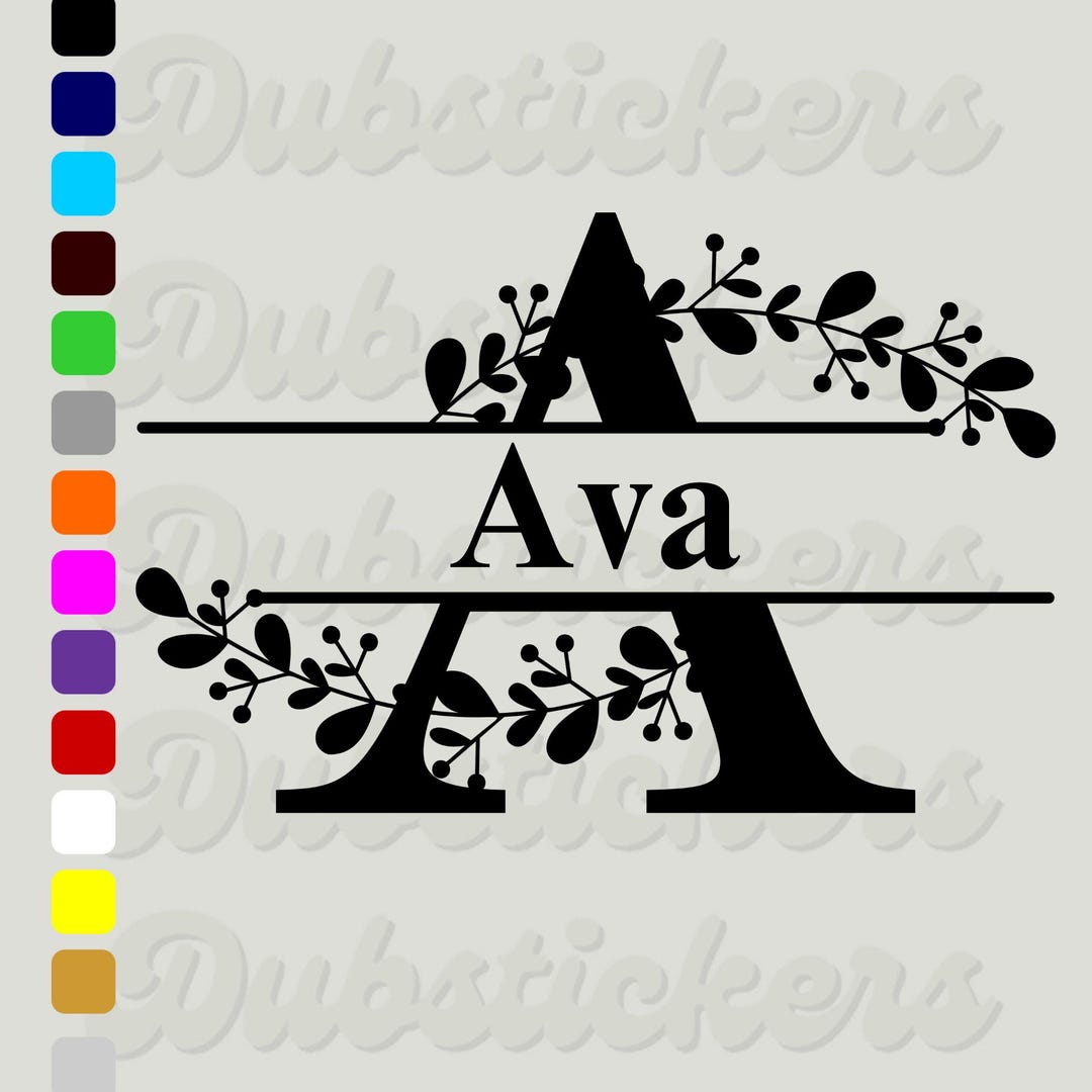 Personalised Monogram Vinyl Decal With Name, Customizable Initial and ...