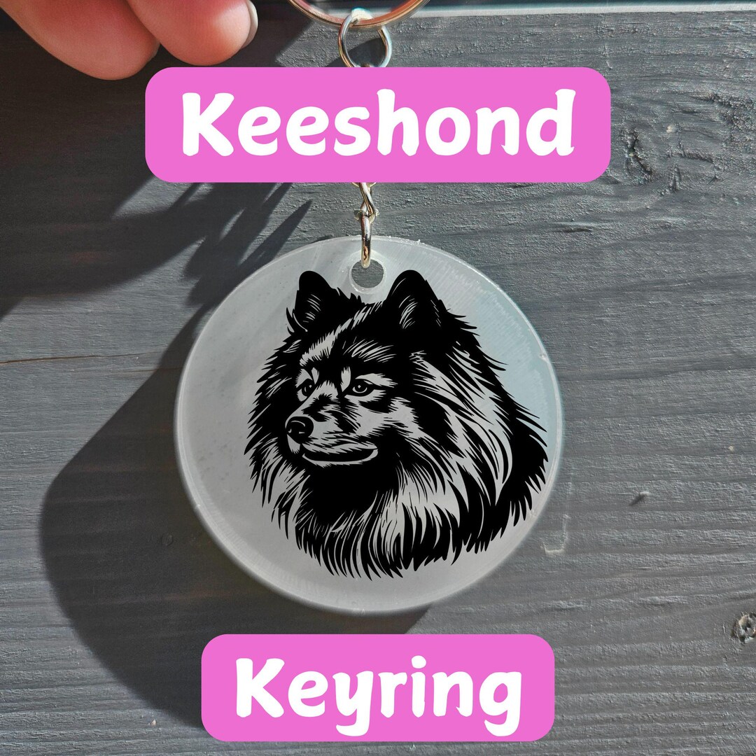 Keeshond Keyring Key Chain Dog Design Acrylic Keychain Back to School