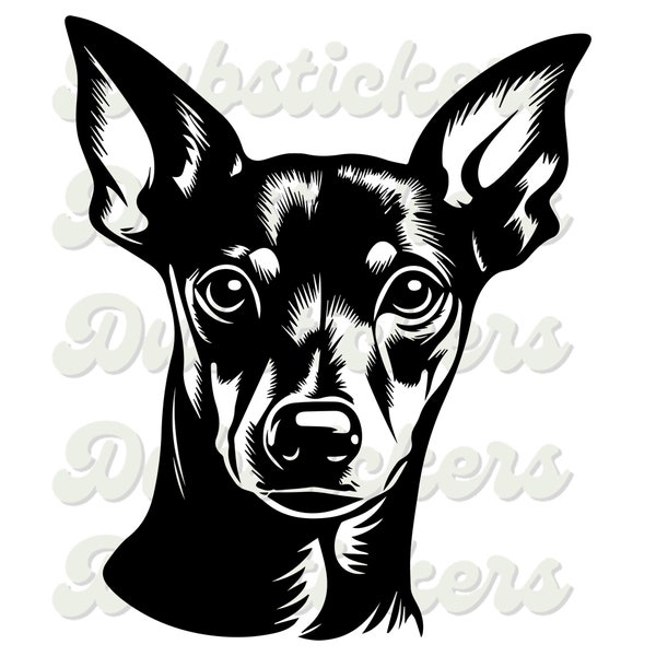 Miniature Pinscher Dog Head Vinyl Waterproof Sticker Car Window Walls ~ Vinyl Sticker ~ Printed Sticker - Decal