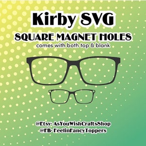 Kirby, paire de lunettes compatible, aimant carré, Topper, SVG, téléchargement numérique, lunettes Svg, monture de lunettes Svg, fichier de coupe pour cricut,