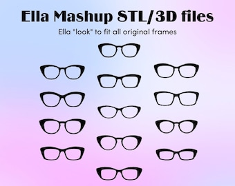Ella Mashup, Paarbrillen kompatibel, 3D Druckerdatei, STL-Datei, STL Digital Download, Brillen, Brillengestell STL, Magnetbrille