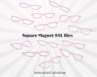 Paar Brillen kompatibel, quadratischer Magnet, 3D Druckerdatei, STL-Datei, STL Digital Download, Brille, Brillenrahmen STL, Magnetische Brille