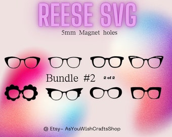 Reese, Paar Brillen kompatibel, 5 mm Magnet Löcher, Hybrid, DIY Topper, Rahmen, Topper, SVG, digitaler Download, Schnittdatei für Cricut, Clipart