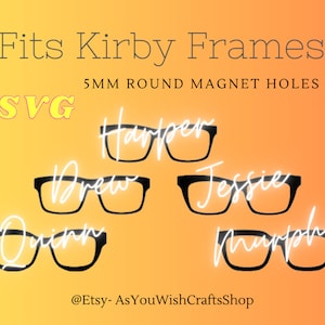 SVG Kirby, compatible paire de lunettes, Topper, téléchargement numérique, Drew, Jessie, Harper, Murphy, Quinn, hybride, fichier de coupe Cricut, trous pour aimant de 5 mm
