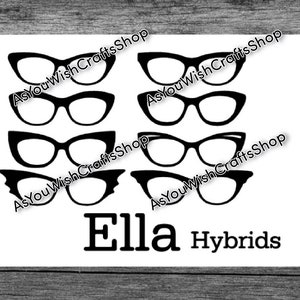 Ella, paire de lunettes compatible, lunettes, Topper, SVG, téléchargement numérique, Svg de lunettes, Svg de cadre de lunettes, fichier de coupe pour cricut, clipart