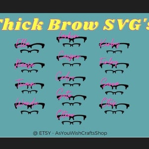 Paire de lunettes SVG, sourcils, sourcils épais, cadres, topper, SVG, téléchargement numérique, lunettes, monture de lunettes Svg, fichier de coupe pour cricut, clipart