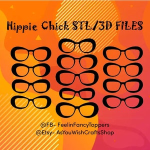 Hippie Chick, Pair Eyewear compatible, 3D printer file, STL file, STL Digital Download, Eyeglasses, Eyeglass Frame STL, Magnetic glasses