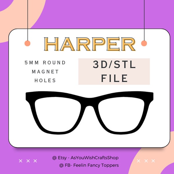 Harper, Pair Eyewear compatible, 3D printer file, STL file, STL Digital Download, Eyeglasses, Eyeglass Frame STL, Magnetic glasses