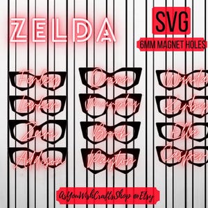 Zelda, compatible avec une paire de lunettes, Zelda hybride, fichier de décoration de paire de lunettes, SVG, Wanda, Kirby, Zuri, Larkin, Casper, Murphy, Ella, Quinn, Brook