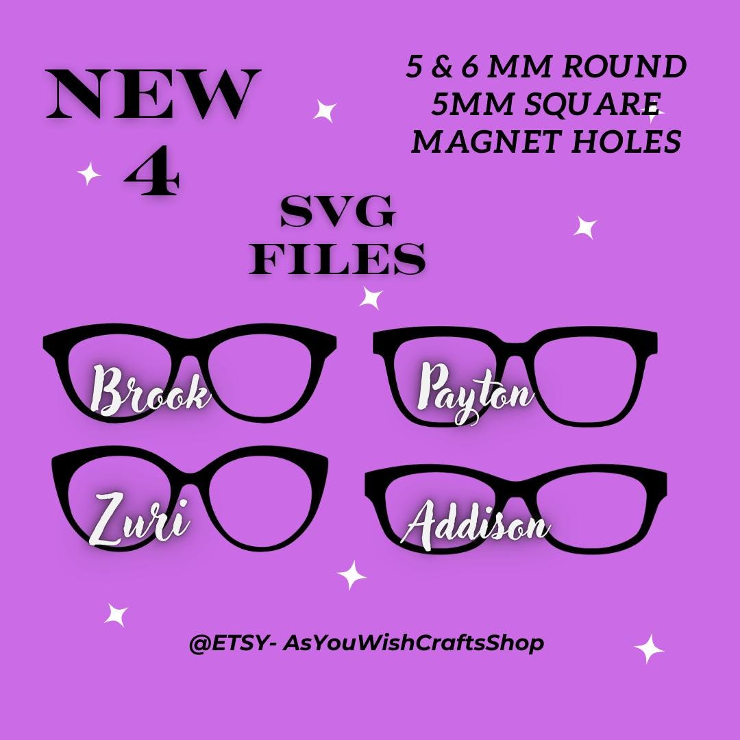 Zuri, Brook, Addison, Payton, Para okularów kompatybilnych, plik SVG, pobieranie cyfrowe, okulary magnetyczne SVG, plik do cięcia dla Cricut, Clipart