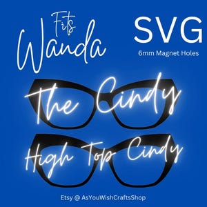 Wanda, The Cindy, paire de lunettes, SVG, décoration DIY, téléchargement numérique, fichiers Svg lunettes, fichier de coupe pour Cricut, trous pour aimant de 6 mm