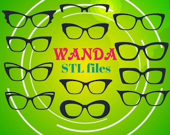 Wanda, Para okularów kompatybilnych, plik drukarki 3D, plik STL, STL Digital Download, Okulary, Oprawki okularowe STL, Okulary magnetyczne