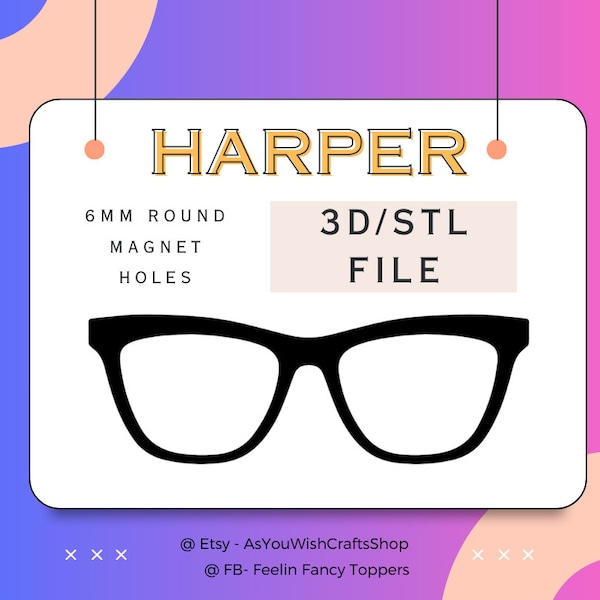 Harper, Pair Eyewear compatible, 3D printer file, STL file, STL Digital Download, Eyeglasses, Eyeglass Frame STL, Magnetic glasses