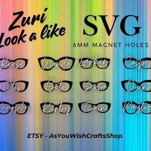 Ressemble à Zuri, hybride, compatible avec une paire de lunettes, fichier SVG, téléchargement numérique, lunettes magnétiques SVG, fichier de coupe pour Cricut