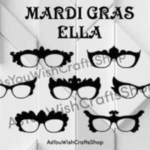 Ella, Mardi Gras, paire de lunettes compatible, cadres, topper, SVG, téléchargement numérique, lunettes Svg, lunettes cadre Svg, fichier de coupe pour cricut