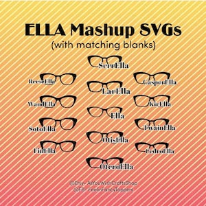 Ella Mashup, paire de lunettes compatible, cadres, décoration de table, SVG, téléchargement numérique, lunettes Svg, lunettes cadre Svg, fichier de coupe pour cricut