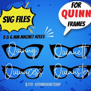 Quinn, paire de lunettes compatible, hybride, cadres, décoration de table, SVG, téléchargement numérique, lunettes SVG, cadre de lunettes SVG, fichier de coupe pour Cricut