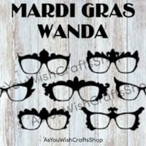 Wanda, paire de lunettes compatible, Madi Gras Topper, SVG, téléchargement numérique, lunettes Svg, monture de lunettes Svg, fichier de coupe pour cricut, hybride