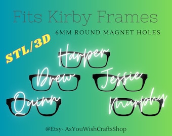 Kirby STL, 3D print file, Pair Eyewear compatible, Topper, Digital Download, Drew, Jessie, Harper, Murphy, Quinn, hybrid, 6mm magnet holes
