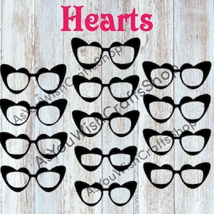 Par de anteojos compatibles, corazones, adorno, SVG, descarga digital, anteojos Svg, archivo de corte para Cricut, Silhouette, anteojos magnéticos