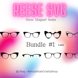 Reese, compatible avec une paire de lunettes, trous pour aimant de 5 mm, cadres, décoration de table, SVG, téléchargement numérique, fichiers hybrides, fichier de coupe pour Cricut, clipart