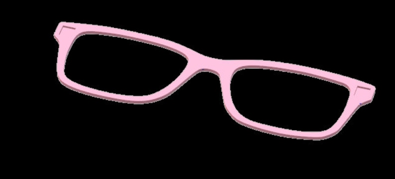 K&ouml;nnte beinhalten: Eine Brille aus rosa Plastik mit einem abgerundeten Rahmen.