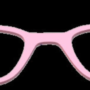K&ouml;nnte beinhalten: Eine Brille aus rosa Plastik mit einem abgerundeten quadratischen Gestell.