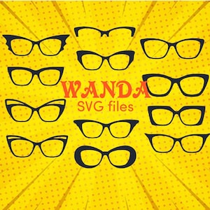 Wanda, paire de lunettes compatible, cadres, topper, SVG, téléchargement numérique, lunettes Svg, lunettes cadre Svg, fichier de coupe pour cricut, clipart
