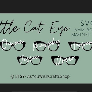 Fichier DIY topper oeil de chat, compatible paire de lunettes, fichier SVG, Drew, Harper, Jessie, Murphy, Quinn, trous ronds pour aimants de 5 mm, fichier de coupe