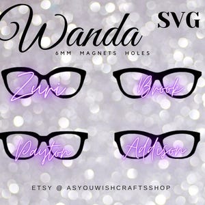 Wanda, hybride, compatible paire de lunettes, fichier SVG, téléchargement numérique, lunettes magnétiques SVG, fichier de coupe pour Cricut, clipart