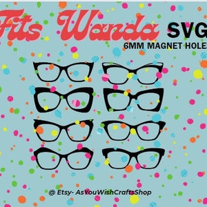 Wanda, SVG, paire de lunettes compatible, décorations de bricolage, trous pour aimants de 6 mm, cadres, décoration, téléchargement numérique, lunettes SVG, fichier de coupe pour Cricut