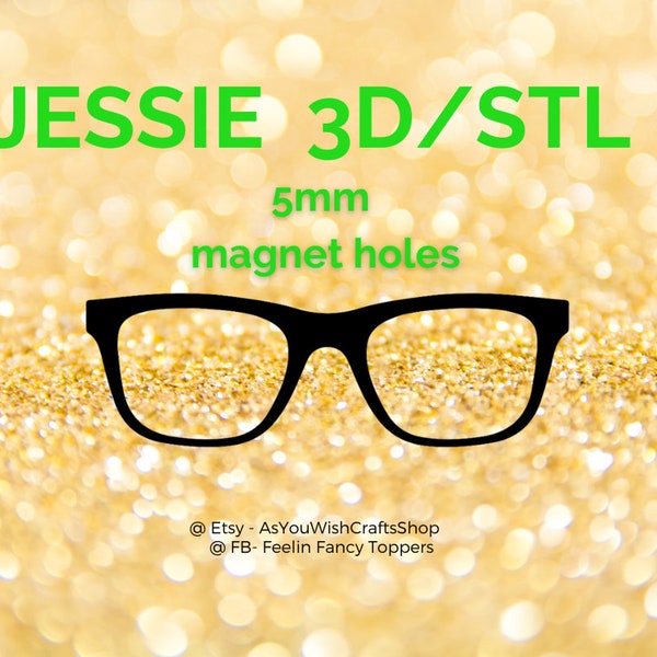 Jessie, Pair Eyewear compatible, 3D printer file, STL file, STL Digital Download, 5mm round magnet, Eyeglass Frame STL, Magnetic glasses