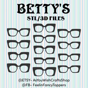Betty Toppers, Pair Eyewear compatible, 3D printer file, STL file, STL Digital Download, Eyeglasses, Eyeglass Frame STL, Magnetic glasses