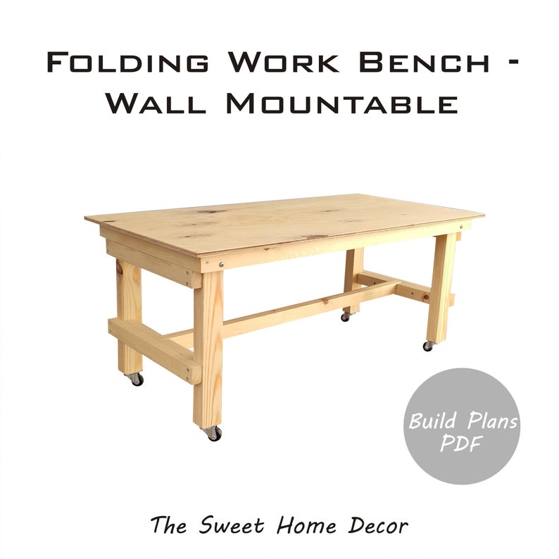 Folding Work Bench Plans Wall Mountable / DIY Folding craft Etsy