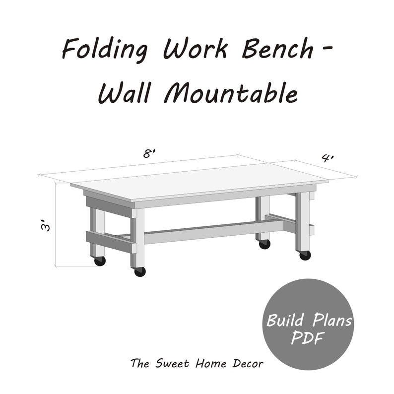 Folding Work Bench Plans Wall Mountable / DIY Folding craft Etsy