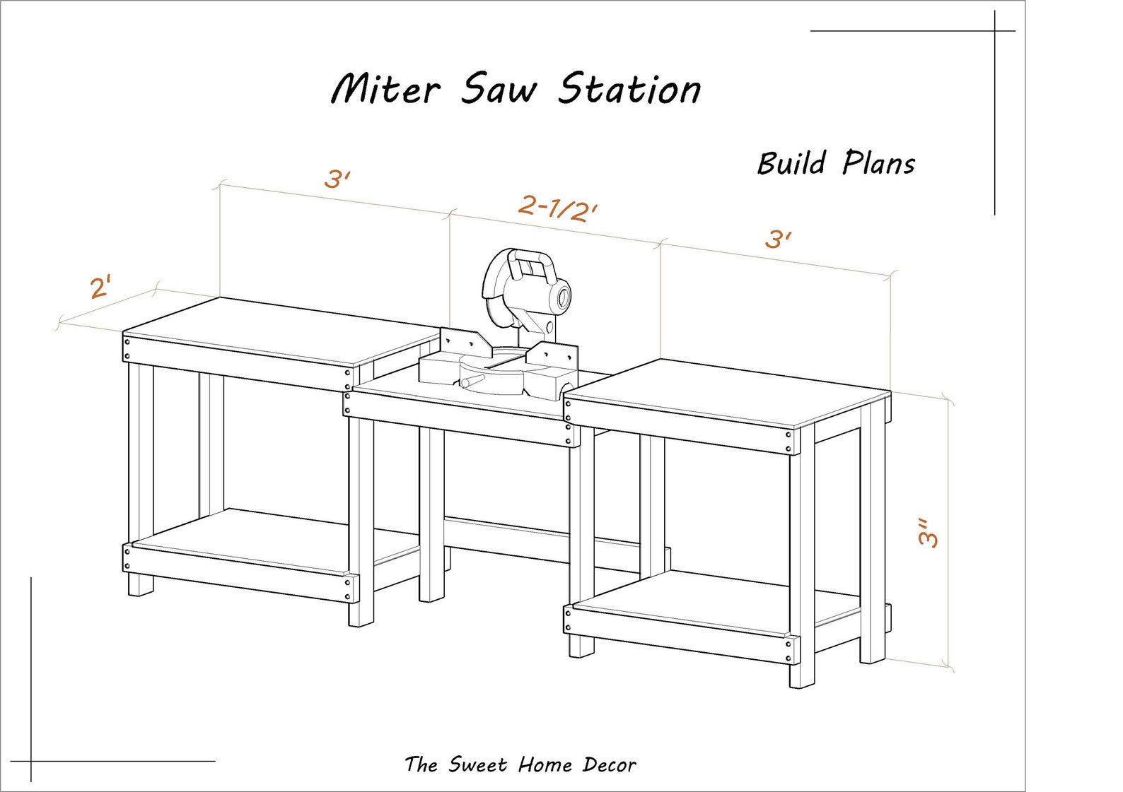 Diy Miter Saw Station plans in pdf for Workbench saw Etsy