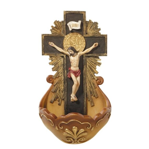 St. Benedict Crucifix Holy Water Font