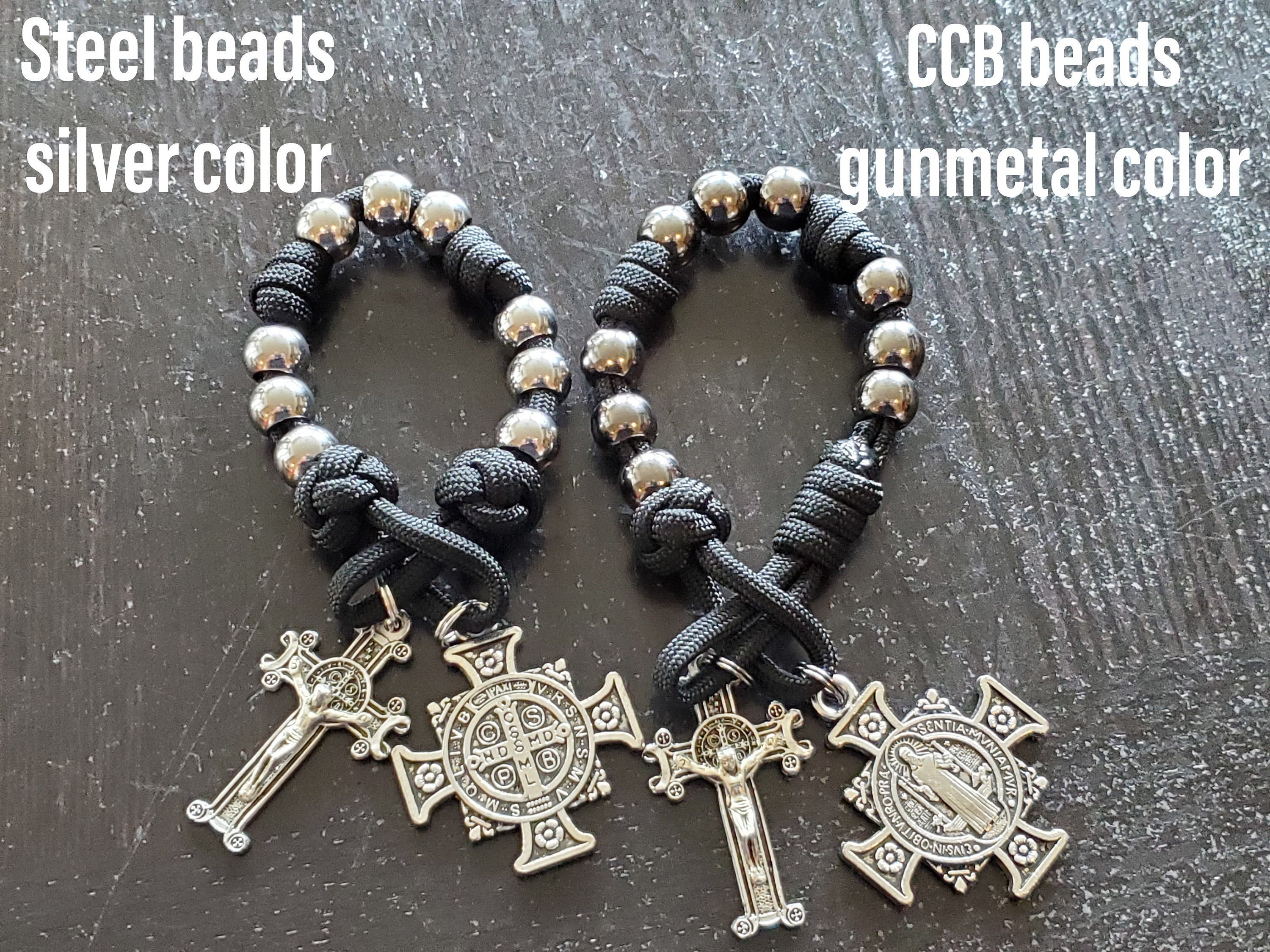 Extel Saint Peter Chanel Catholic Rosary Beads for Men, Made in USA Metal  Type: Silver Plate, Catholic Sacramental/Devotion: St. Peter Chanel, Color:  Black Onyx 