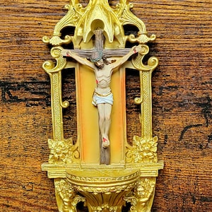 Ornate Crucifix Holy Water Font