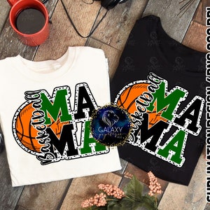 Conception de sublimation de maman de basket-ball, sublimation de maman de basket-ball, noir vert, points dalmates, fichier numérique, DTF