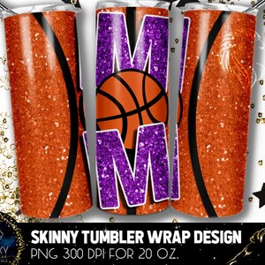 Basketball Mom Tumbler Design, Basketball Mom Purple Glitter Tumbler, 20 Oz. Skinny Tumbler Wrap Sublimation, Tumbler Designs Sublimation