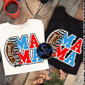 Football Mama sublimatieontwerp, voetbal moeder sublimatie, lichtblauw rood, Dalmatische stippen, digitaal bestand, DTF