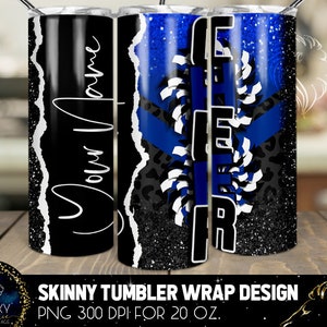 Add Name Cheer Tumbler Design, Cheerleader Leopard Tumbler, 20 Oz. Skinny Tumbler Wrap Sublimation, Blue Black White Cheer Tumbler