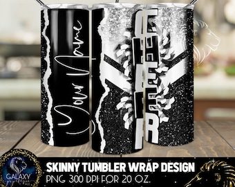 Add Name Cheer Tumbler Design, Cheerleader Glitter Tumbler, 20 Oz. Skinny Tumbler Wrap Sublimation, Tumbler Designs Sublimation