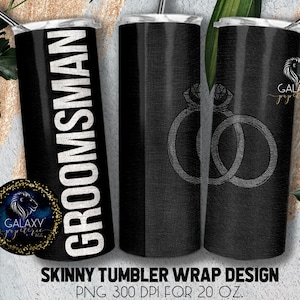 Design del bicchiere da matrimonio Groomsman, bicchiere da matrimonio in tessuto tessile nero, 20 Oz. Sublimazione avvolgente per tumbler sottile, bicchiere per matrimonio Groomsman