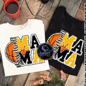 Basketball Mama Sublimationsdesign, Basketball Mom Sublimation, schwarz gelb, Dalmatiner Punkte, digitale Datei, DTF