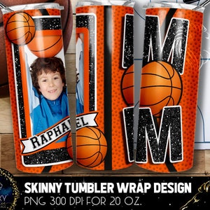 Gobelet de maman de basket-ball, gobelet photo de maman de basket-ball, 20 oz. Sublimation Skinny Tumbler, Conception de Tumbler de maman de basket-ball