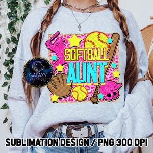 Softball Tante Sublimation Design, Softball Tante Sublimation, Pink Gelb Teal, Kokette, Leopard, Glitter, Preppy, Retro, Digitale Datei, DTF